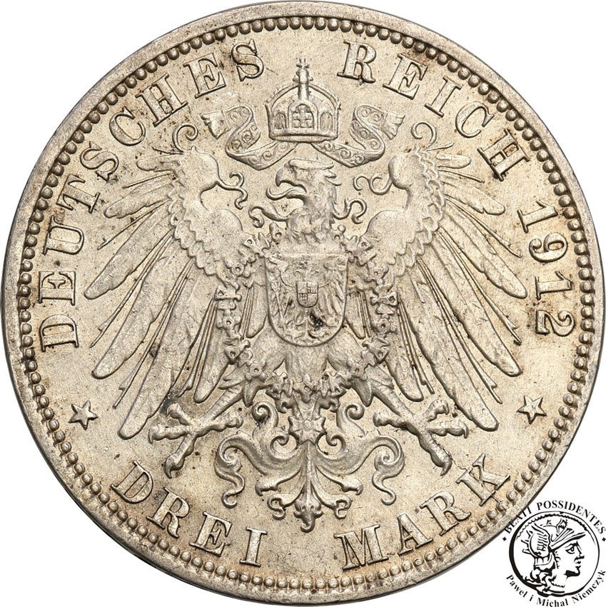 Niemcy, Hamburg. 3 marki 1912 J